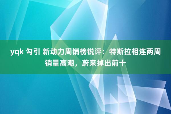 yqk 勾引 新动力周销榜锐评：特斯拉相连两周销量高潮，蔚来掉出前十
