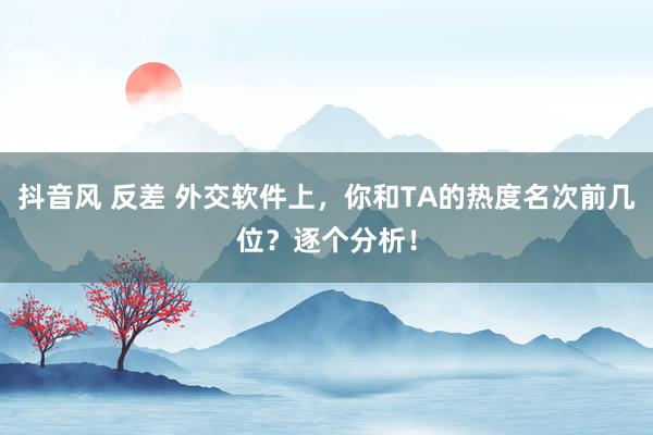 抖音风 反差 外交软件上，你和TA的热度名次前几位？逐个分析！