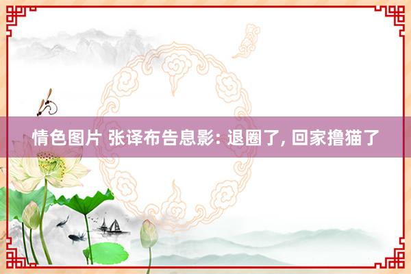 情色图片 张译布告息影: 退圈了， 回家撸猫了