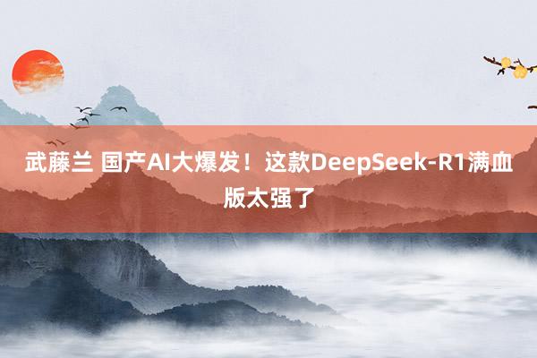 武藤兰 国产AI大爆发！这款DeepSeek-R1满血版太强了